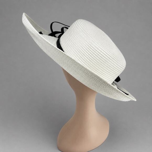 Y2K Giovannio Ivory Wide Brim Derby Hat Black White Flower Wedding Hat main image 8